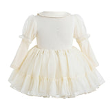 Beige Ruffle Collar Dress
