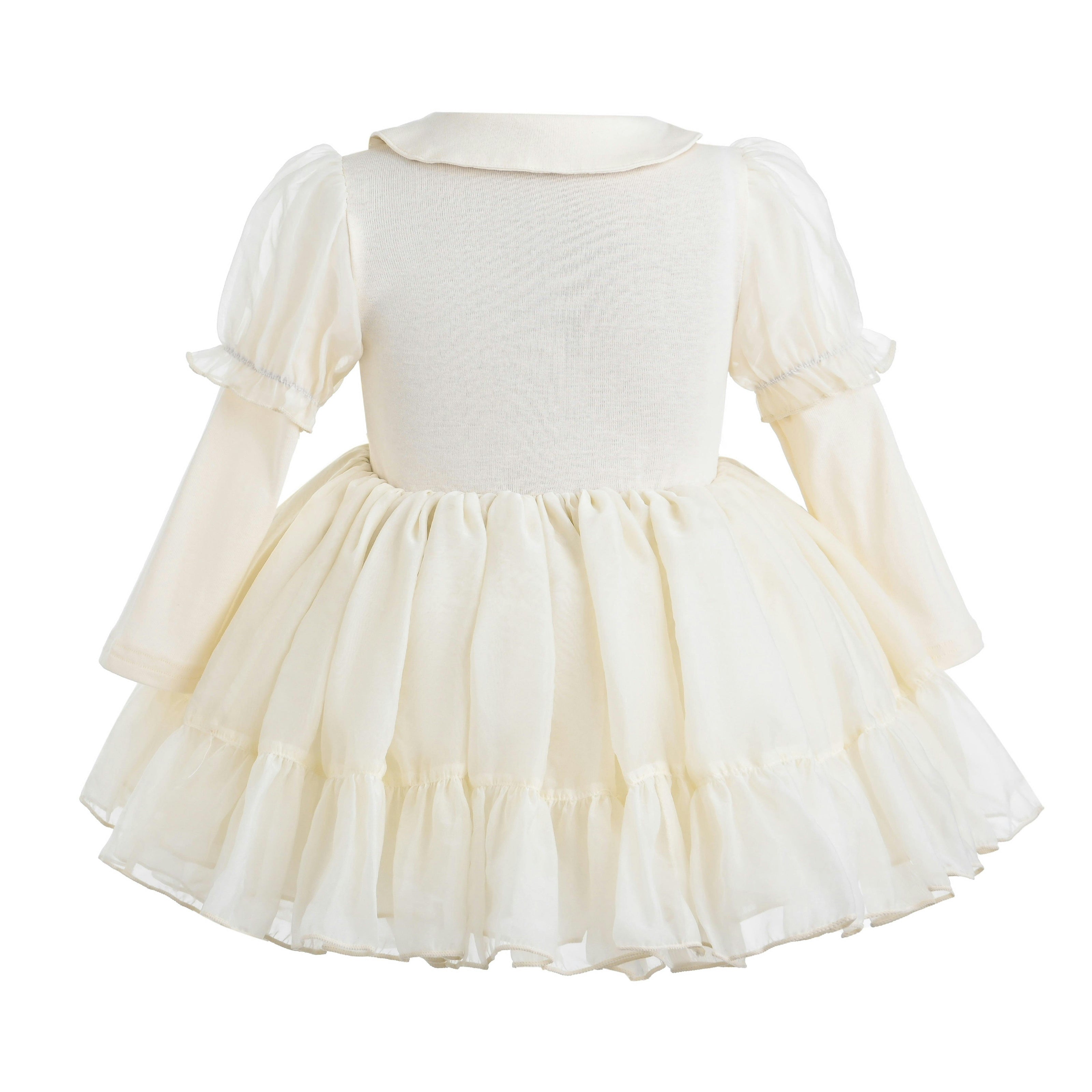 Beige Ruffle Collar Dress