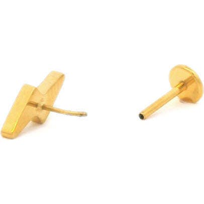 Lightning Bolt Crystal Titanium Flat Back Stud Earring