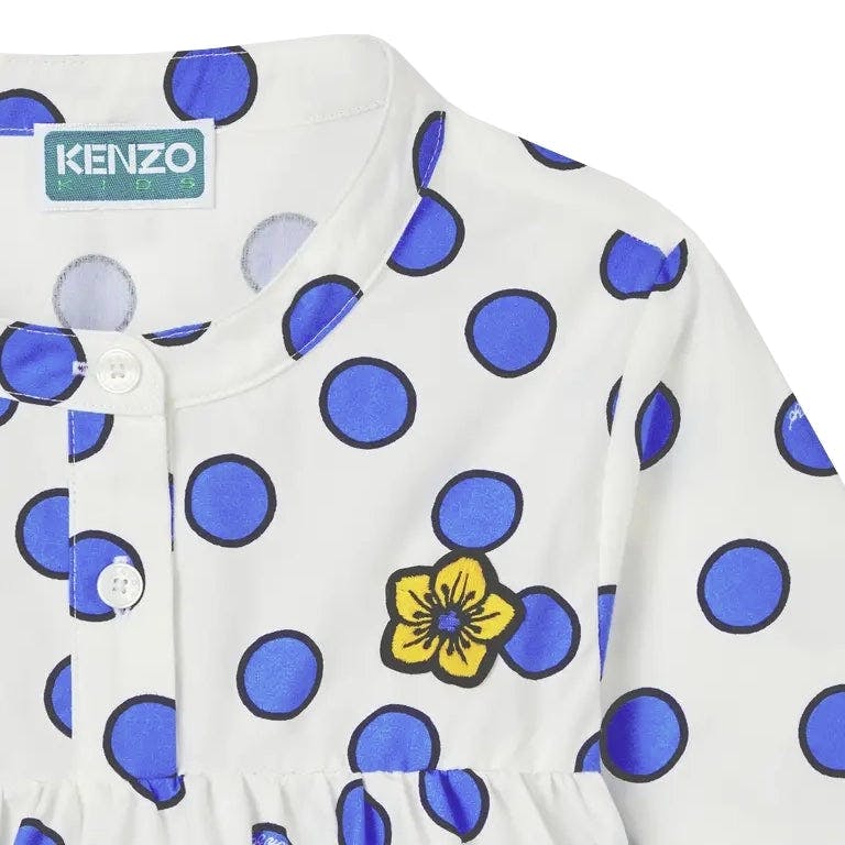 KENZO KIDS Poplin Cotton Daisy Dot Dress