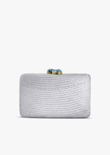 Women's Jen Straw Turquoise Stone Clutch Bag