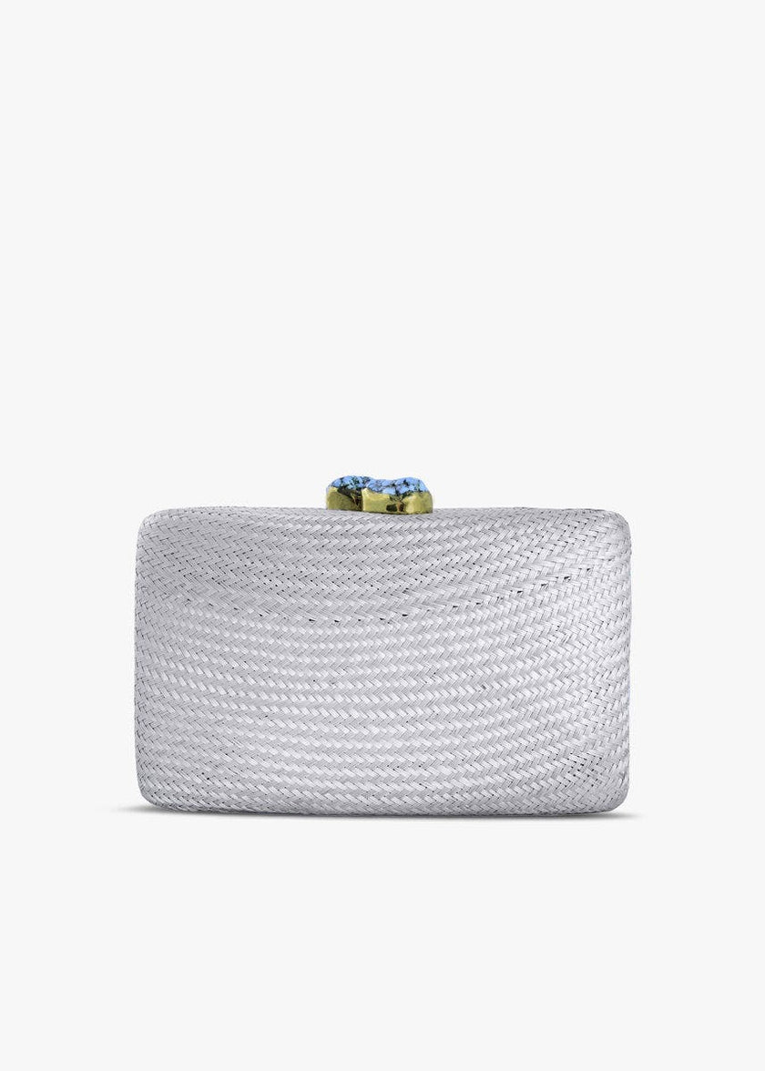 Women's Jen Straw Turquoise Stone Clutch Bag