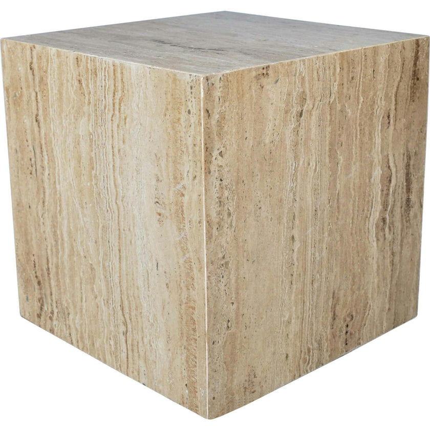 Felix 15" Contemporary Natural Marble Handmade Cube End Table