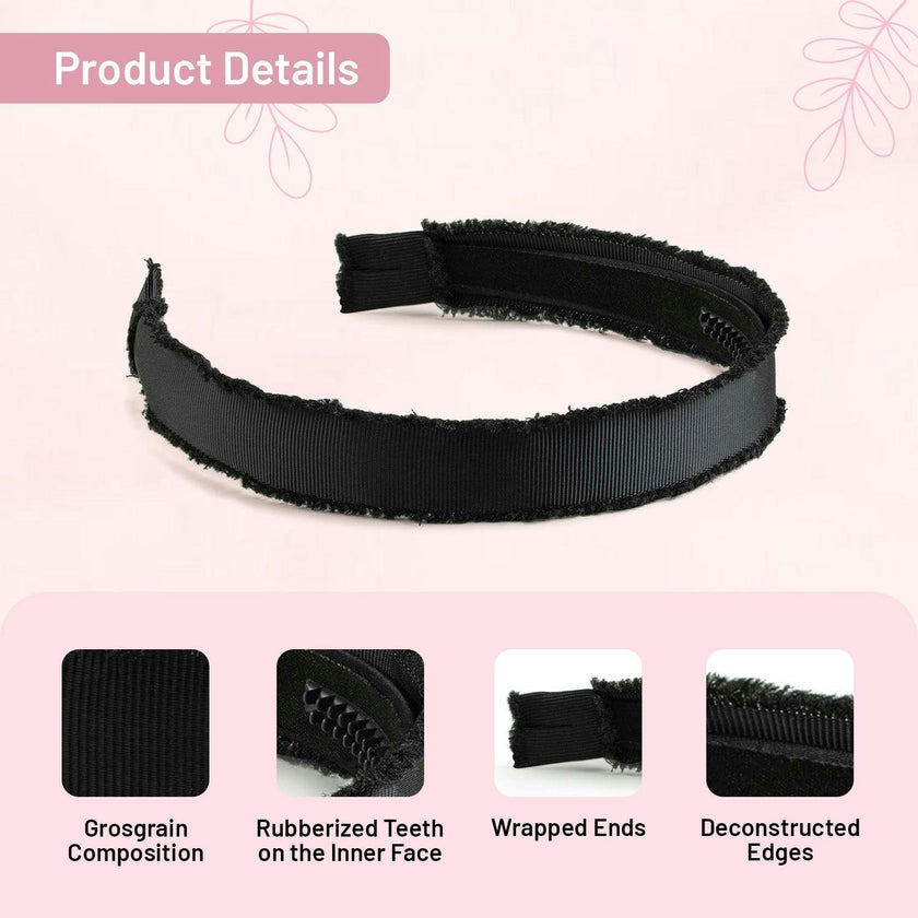 Halo Luxe Dahlia Deconstructed Grosgrain Ribbon Headband - Black