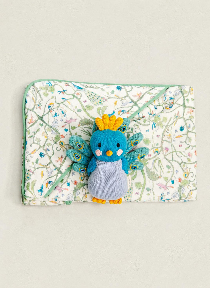 Tropical Hooded Bath Towel and Violet the Peacock Gift Set