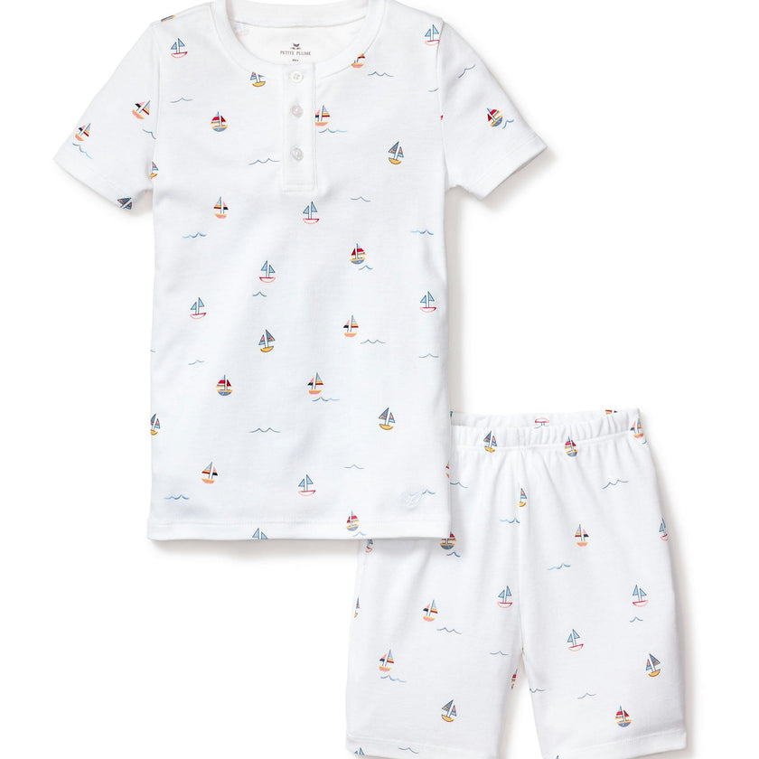 Kid's Pima Snug Fit Pajama Short Set in Bateau