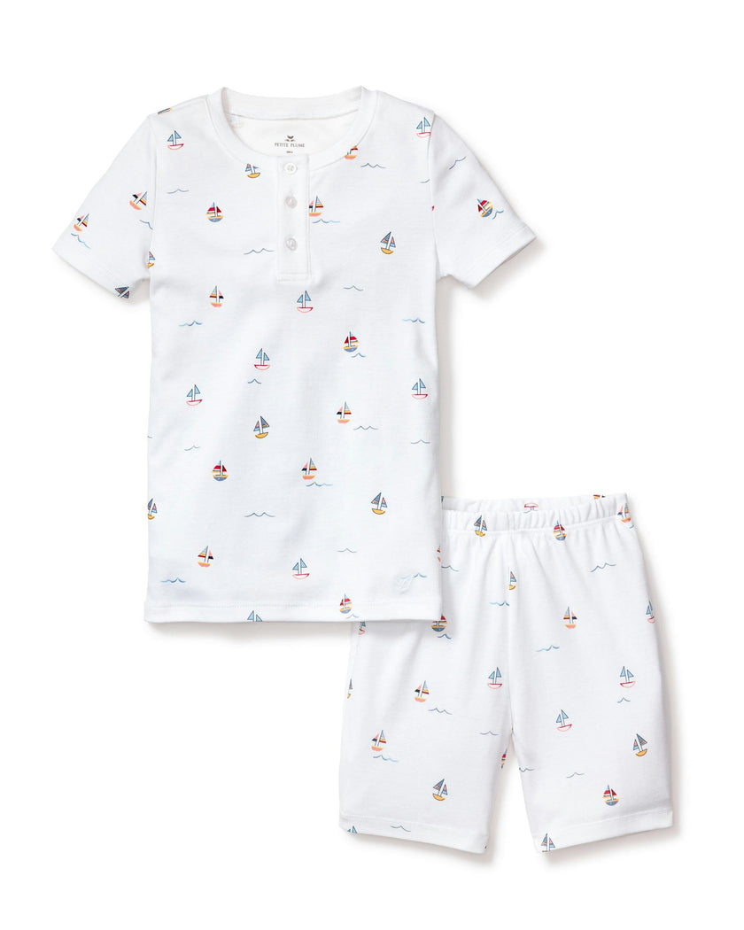 Kid's Pima Snug Fit Pajama Short Set in Bateau