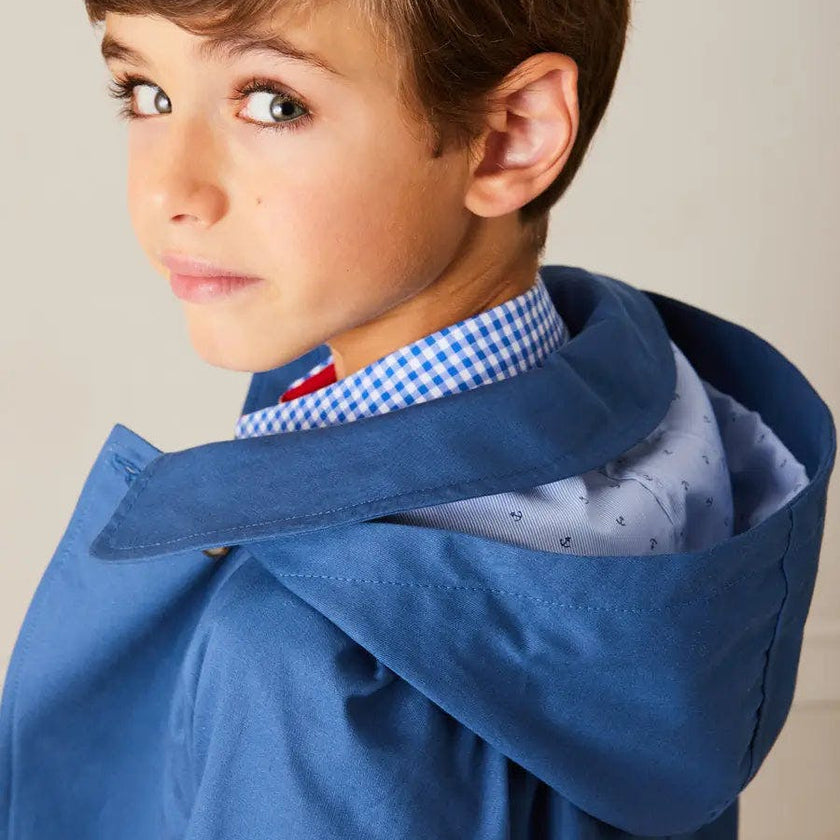Double Breasted Coat With Detachable Hood in Blue (18mths-10yrs)