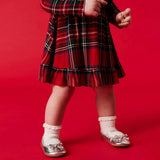 Red Tartan Plaid Ruffled Bodysuit Dress