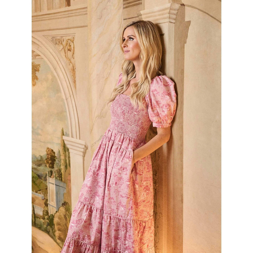 Nicky Hilton x La Coqueta Pink Toile de Jouy London Women Long Dress