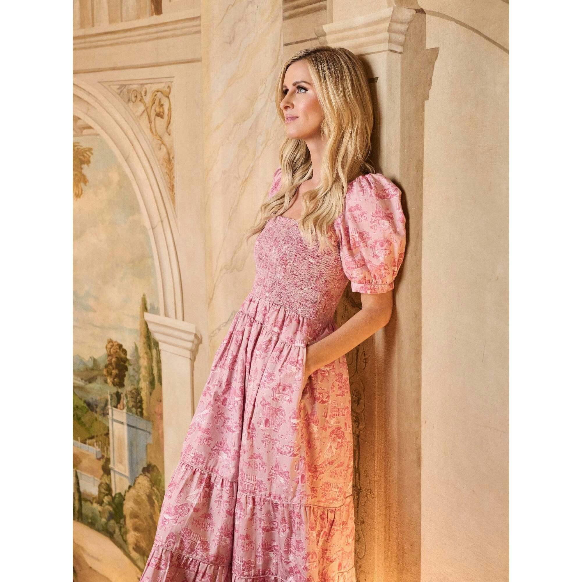 Nicky Hilton x La Coqueta Pink Toile de Jouy London Women Long Dress