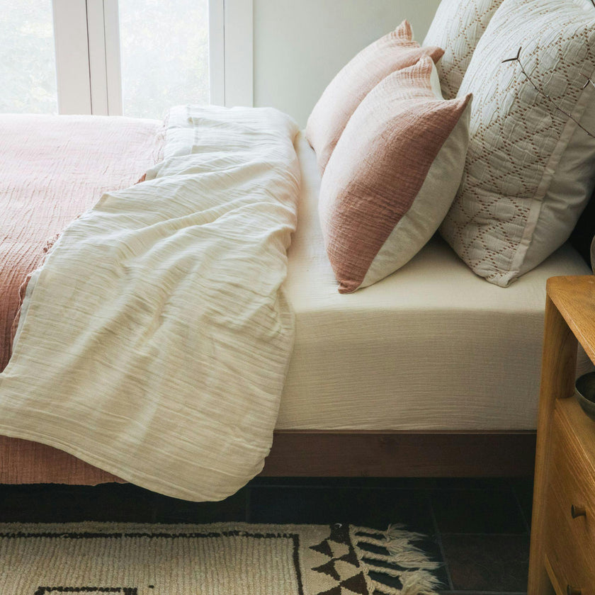 Dune Crinkled Comfort Fitted Sheet (Sandstone)