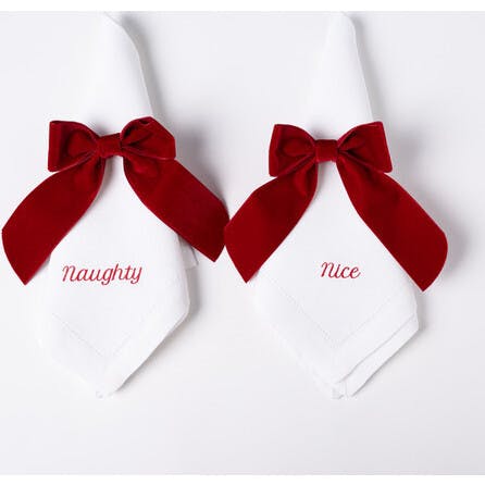 Naughty/Nice Linen Dinner Napkins