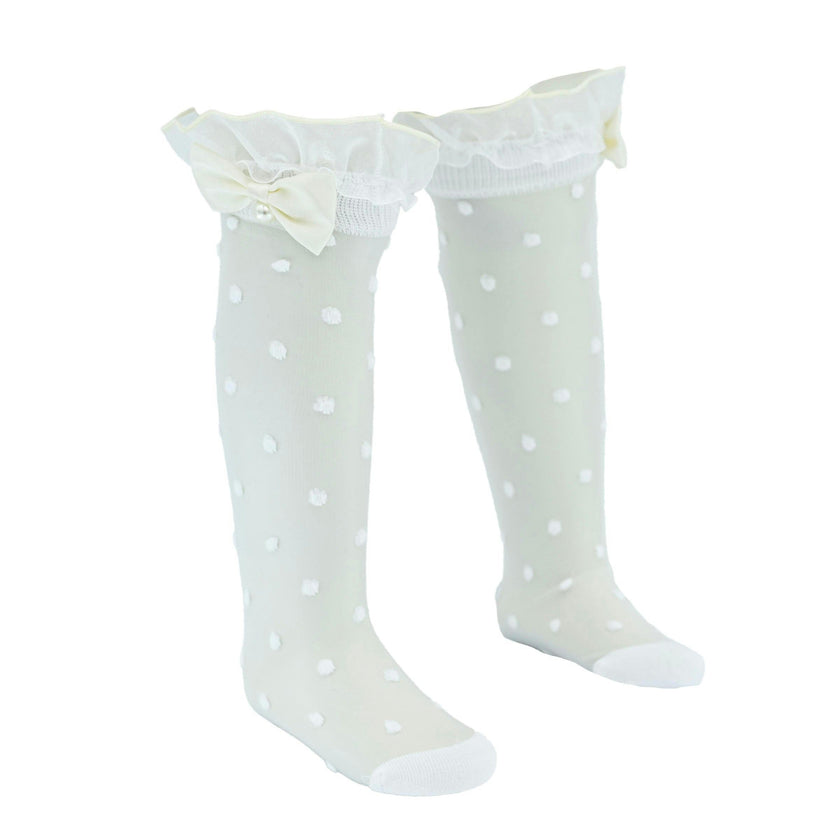 Transparent Polka-Dot Bow Trim Socks