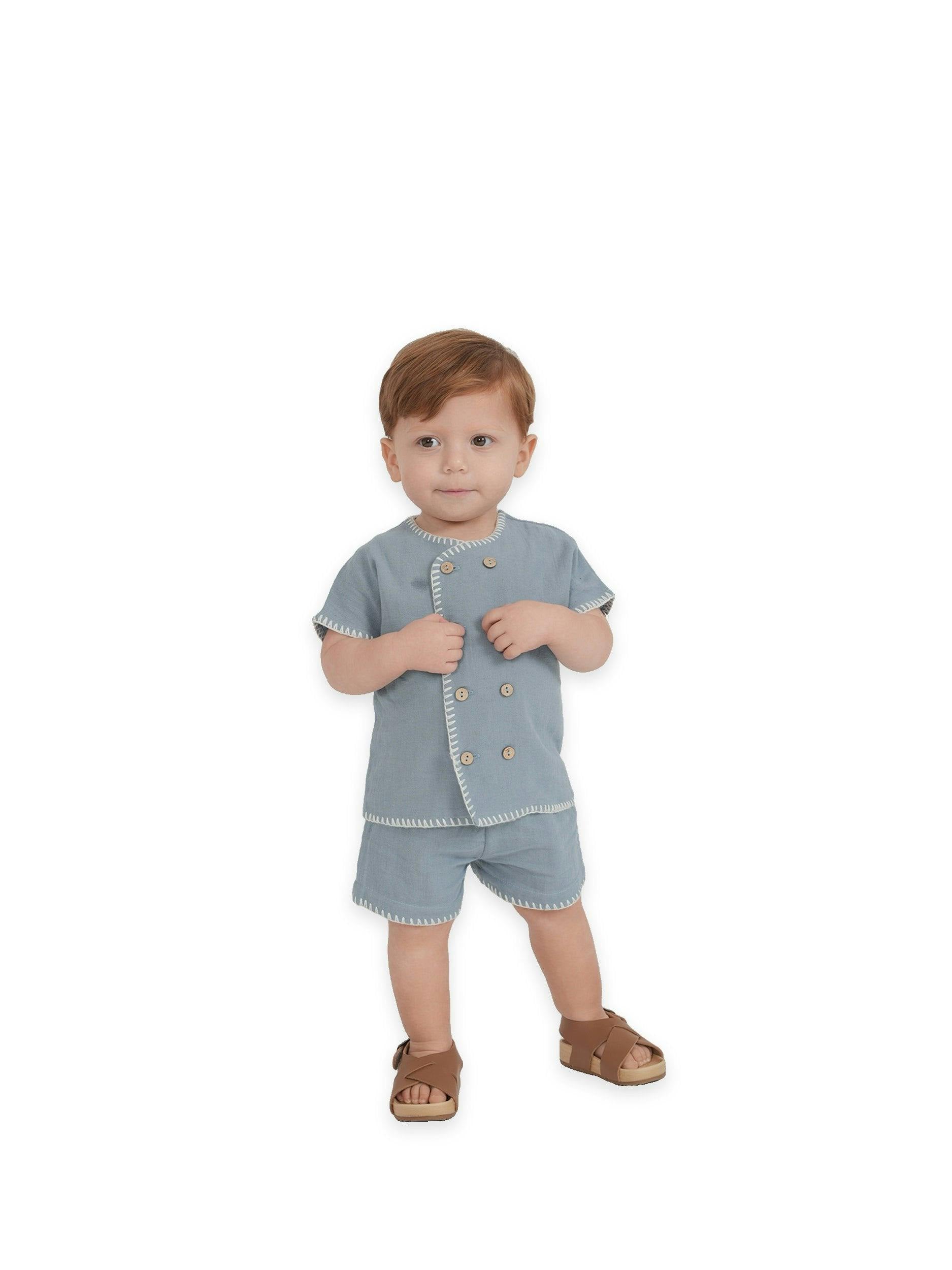 Double Breasted shirt and Shorts Set