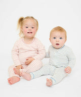 Ziggy Zip Romper, Dusty Blue Mini Stripe