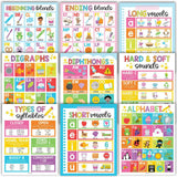 16-Piece Colorful Prek & Kindergarten Posters & 9-Piece Phonics & Vowels Posters