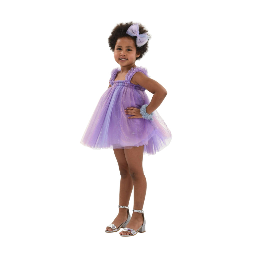 Purple Serenya Glitter Tulle Dress