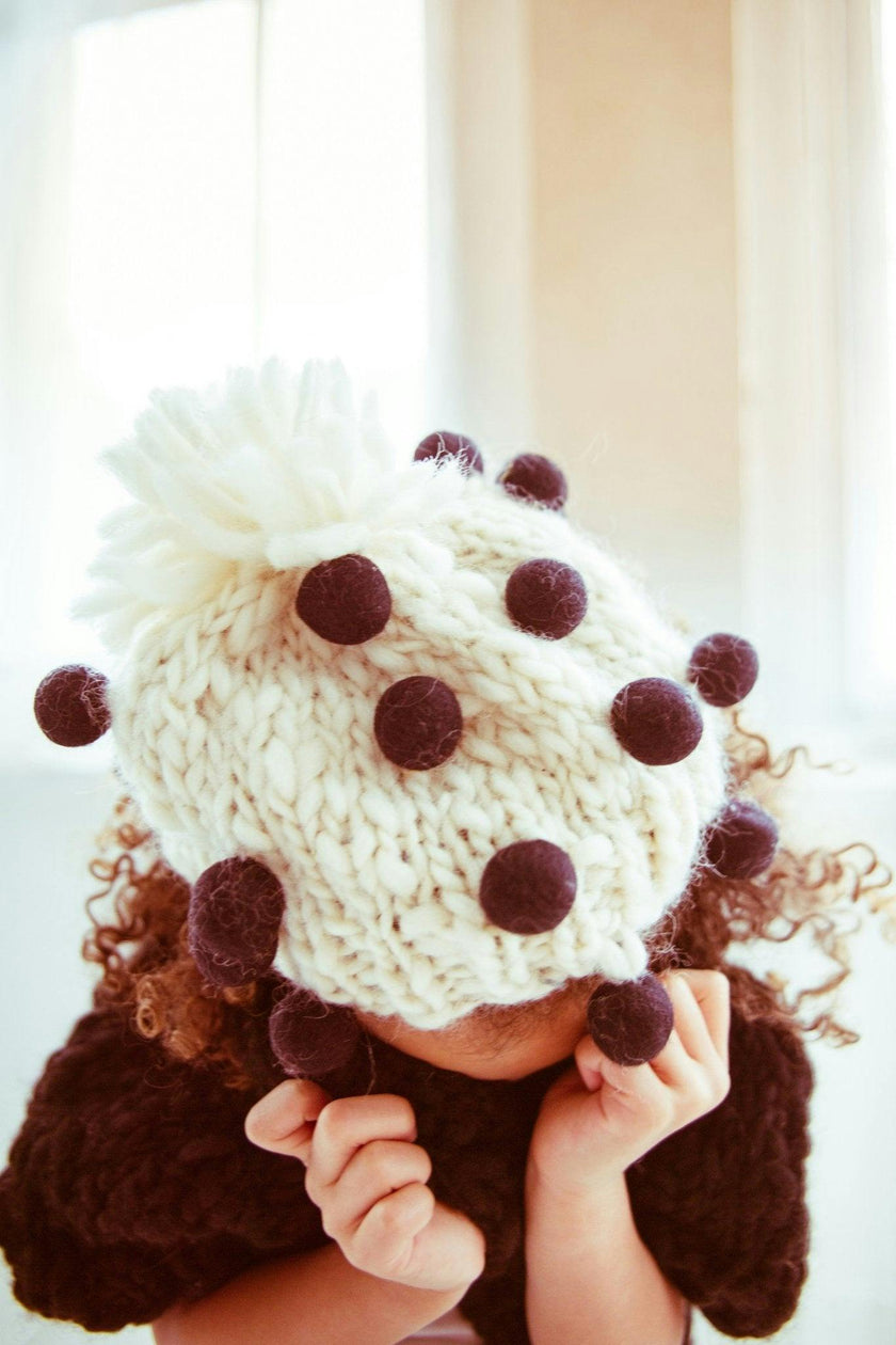 Hand-Knit Pom Hat