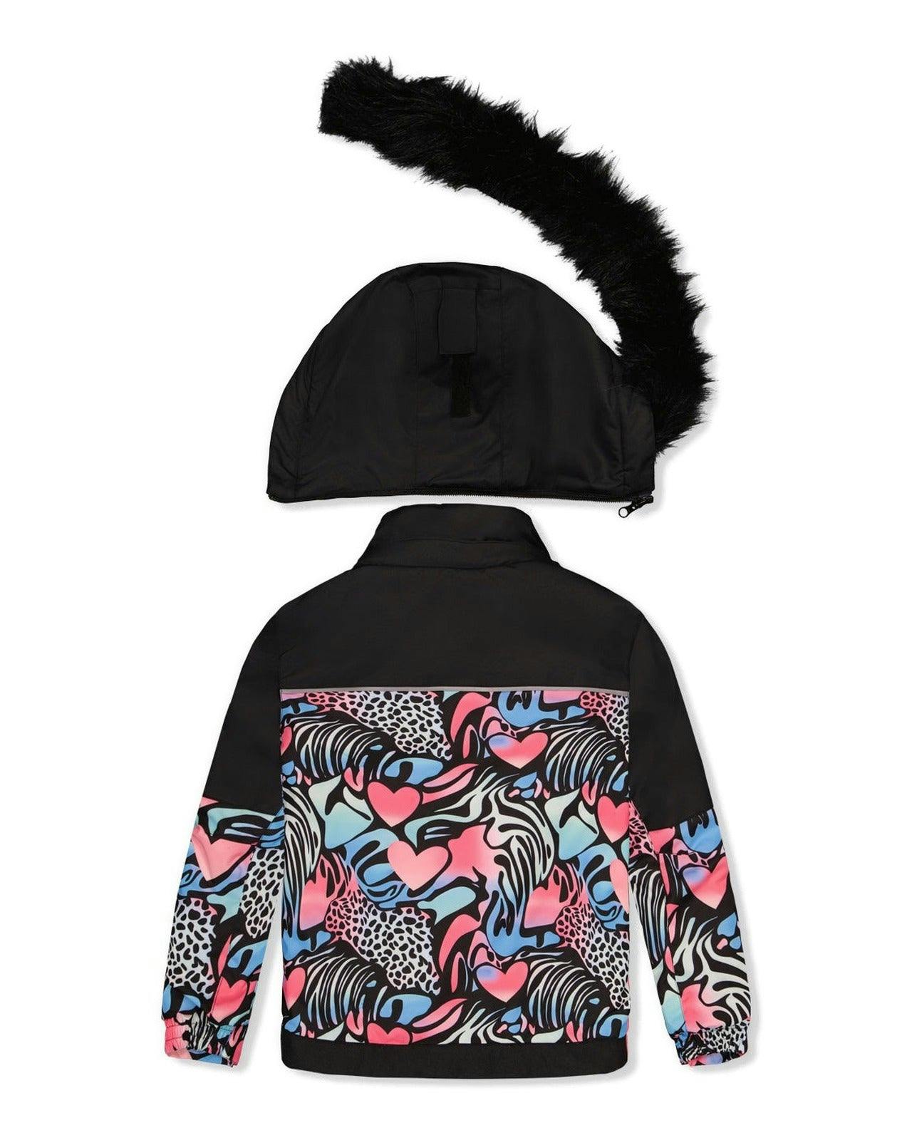 Two Piece Play Snowsuit Black Zebra Print With Black Pants