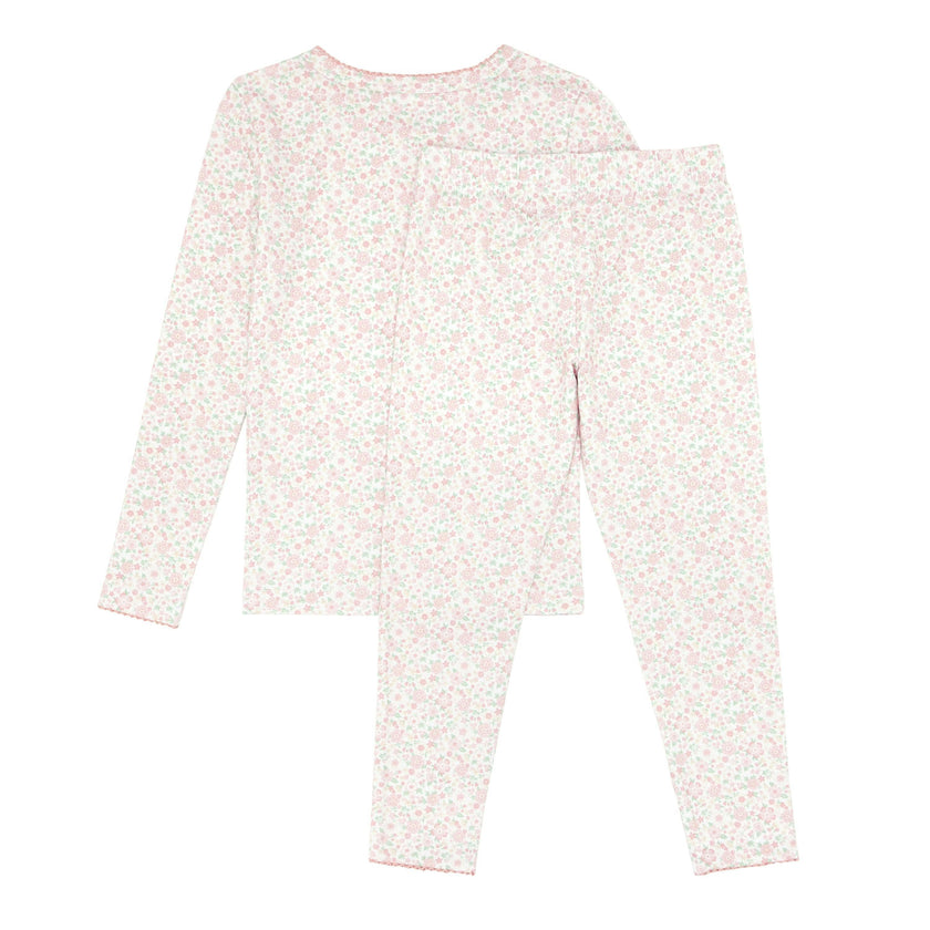 Girls Antique Floral Pima Pajama Set