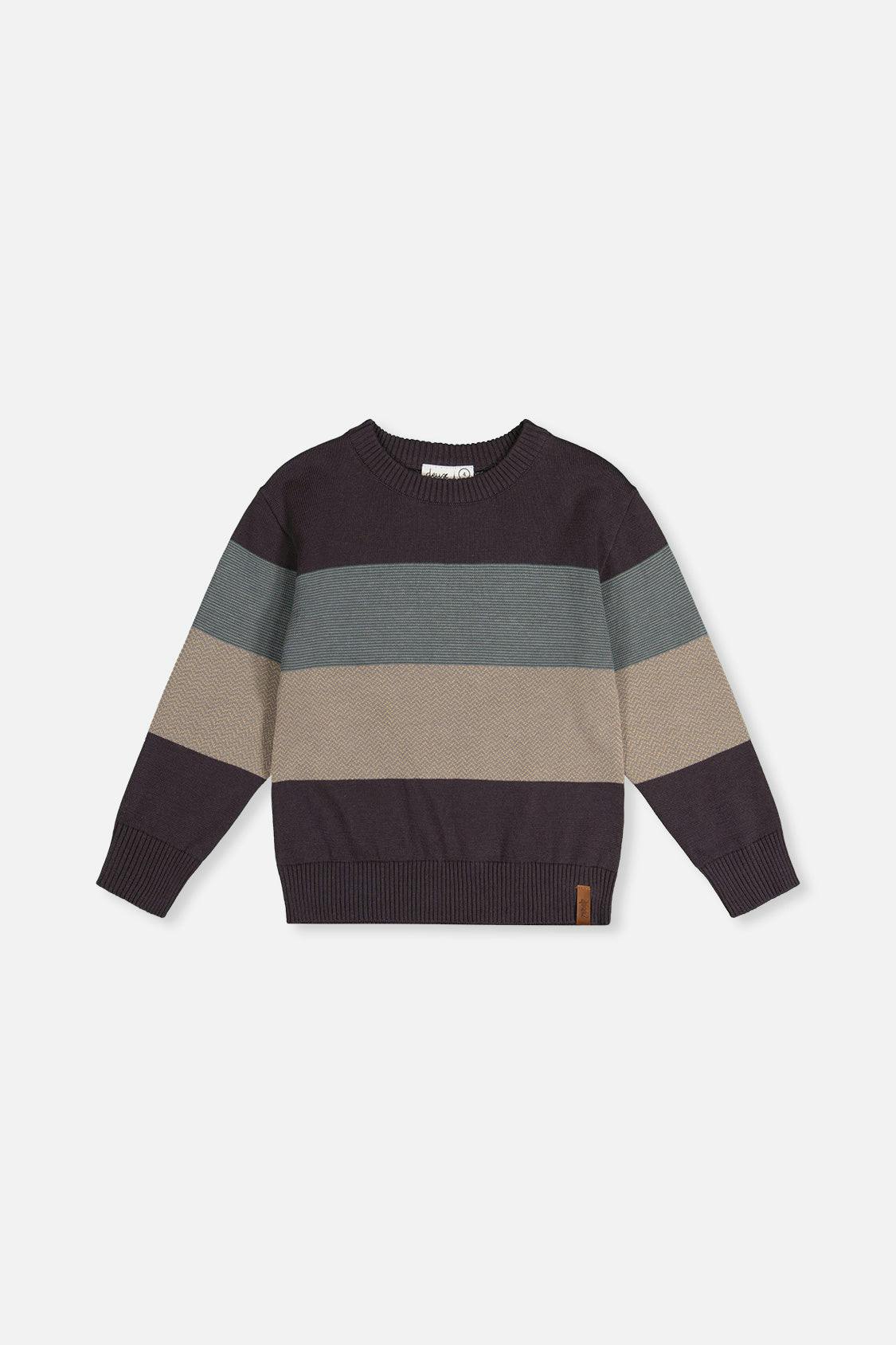 Colorblock Knit Sweater Black And Beige