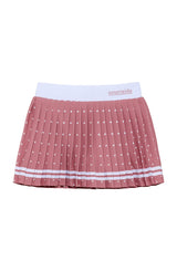 dusty pink polka dot pleated skort