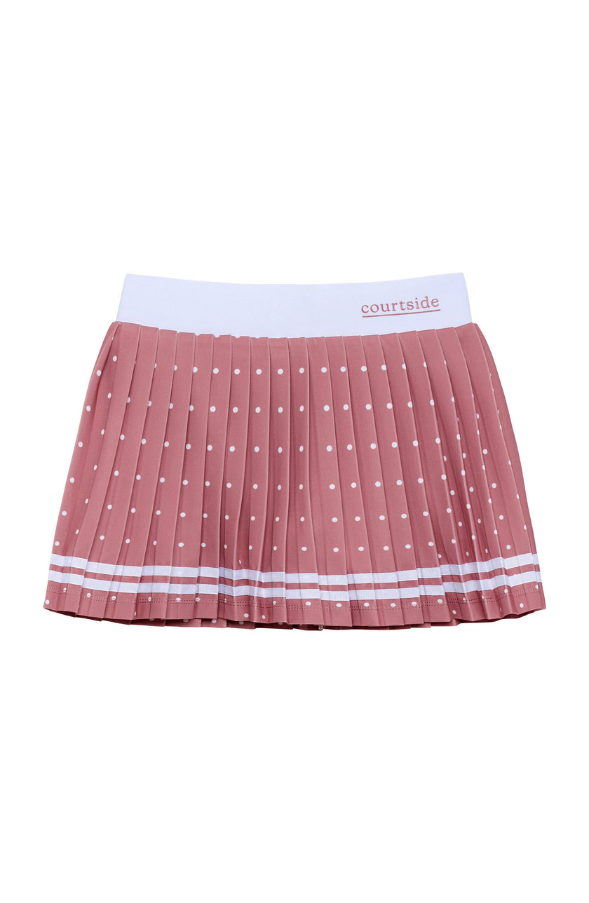 dusty pink polka dot pleated skort