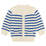 Unisex Cream And Blue Stripe Knit Cardigan