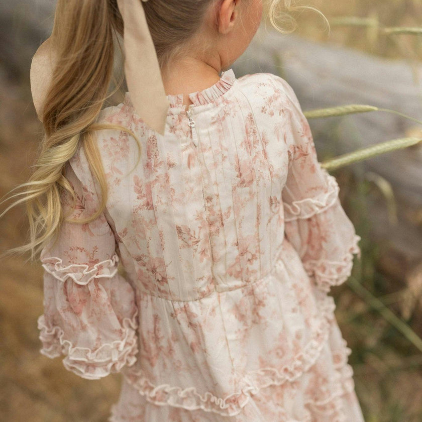 Mini Geneva Dress in Banana Creme Aquarelle Fleur