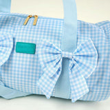 Blue Gingham Double Bow Duffle Bag