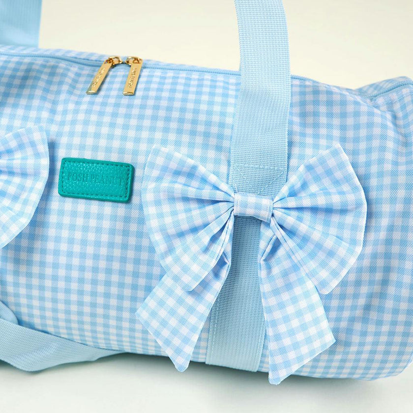 Blue Gingham Double Bow Duffle Bag