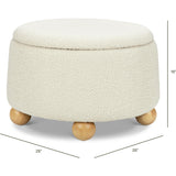 Tuffet Storage Ottoman in Performance Ivory Boucle with Honey Ball Feet