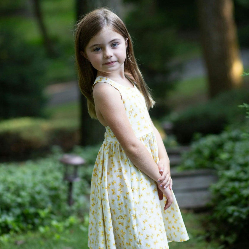 Cross Back Twirly Dress in Bow Tie Pasta