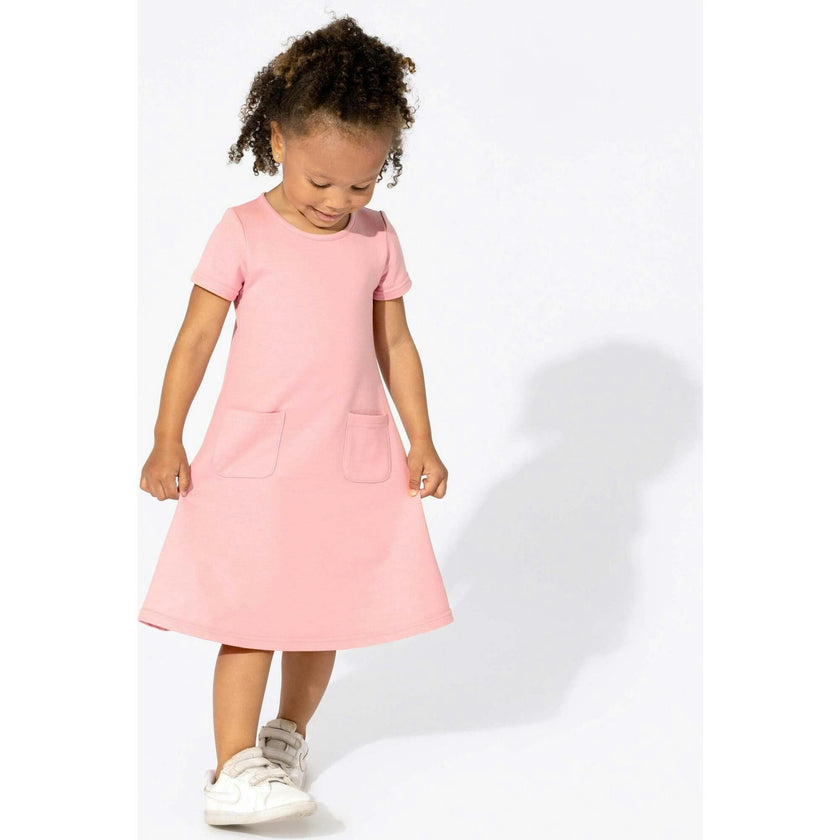 Dusty Rose Bamboo Terry Daywear Girls' Short Sleeve Dress