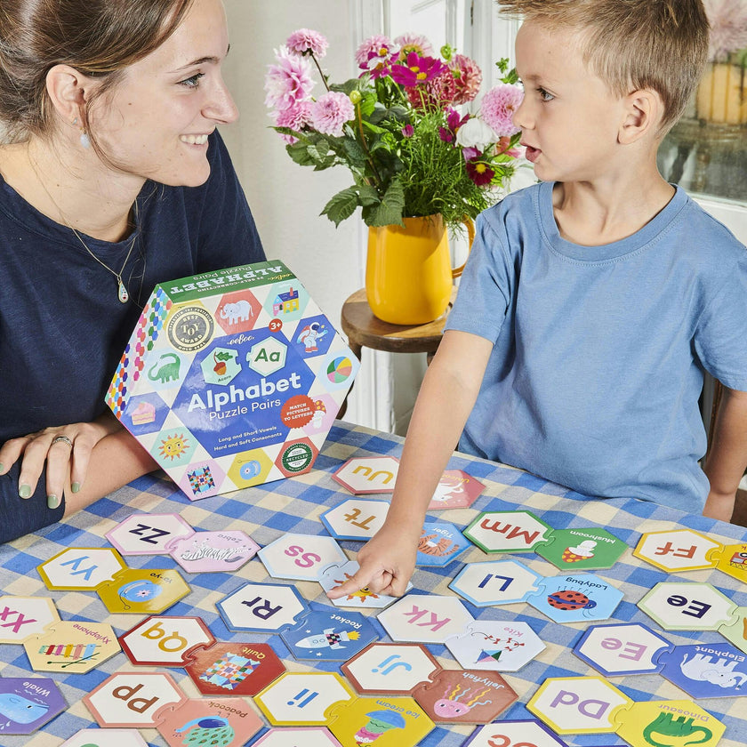 Hexagon Puzzle Pairs - Alphabet - 33 Pairs