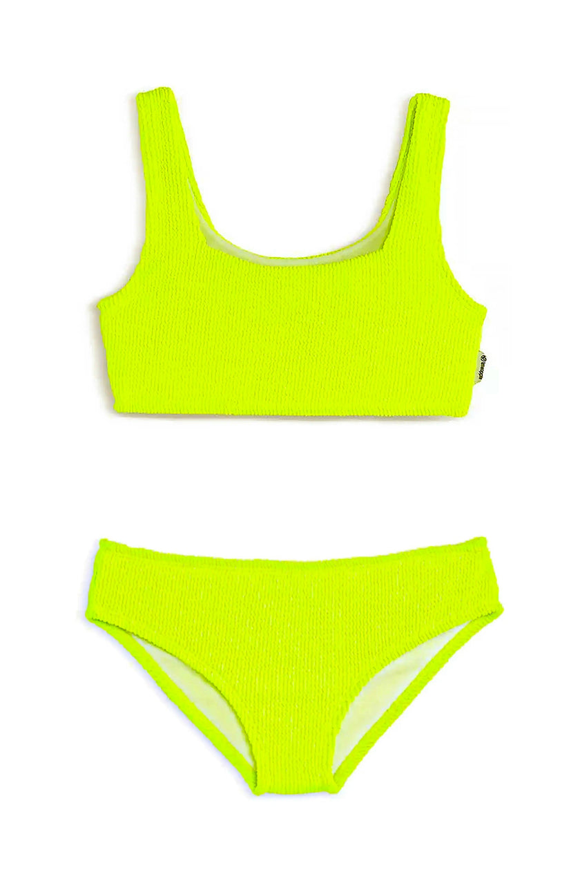 Fay Crinkle Tankini Two Piece Swimsuit - Lime