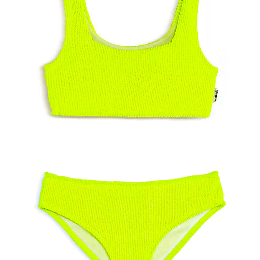 Fay Crinkle Tankini Two Piece Swimsuit - Lime