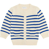 Unisex Cream And Blue Stripe Knit Cardigan