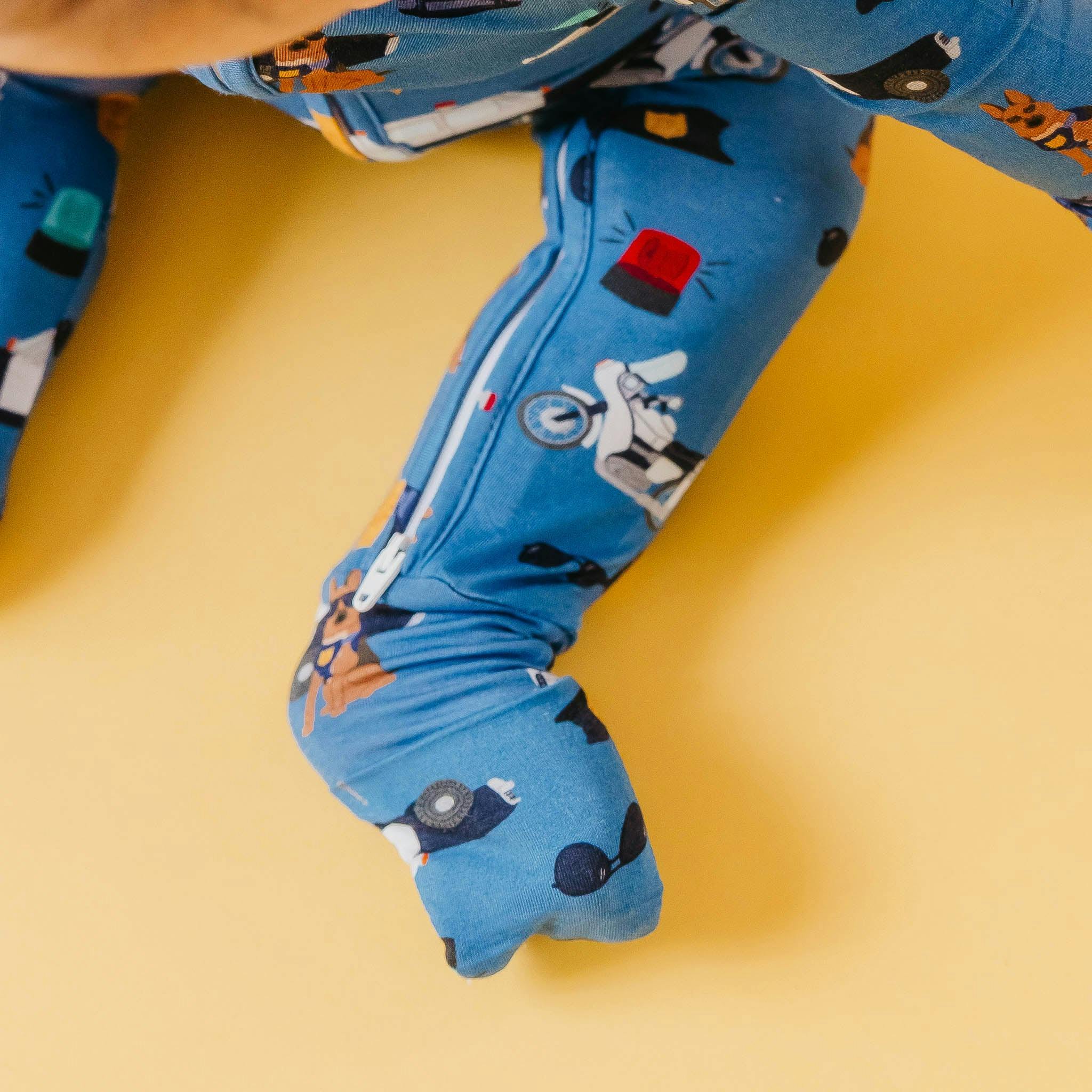 Bamboo Convertible Zip-Up Footie Pajama - Policemen