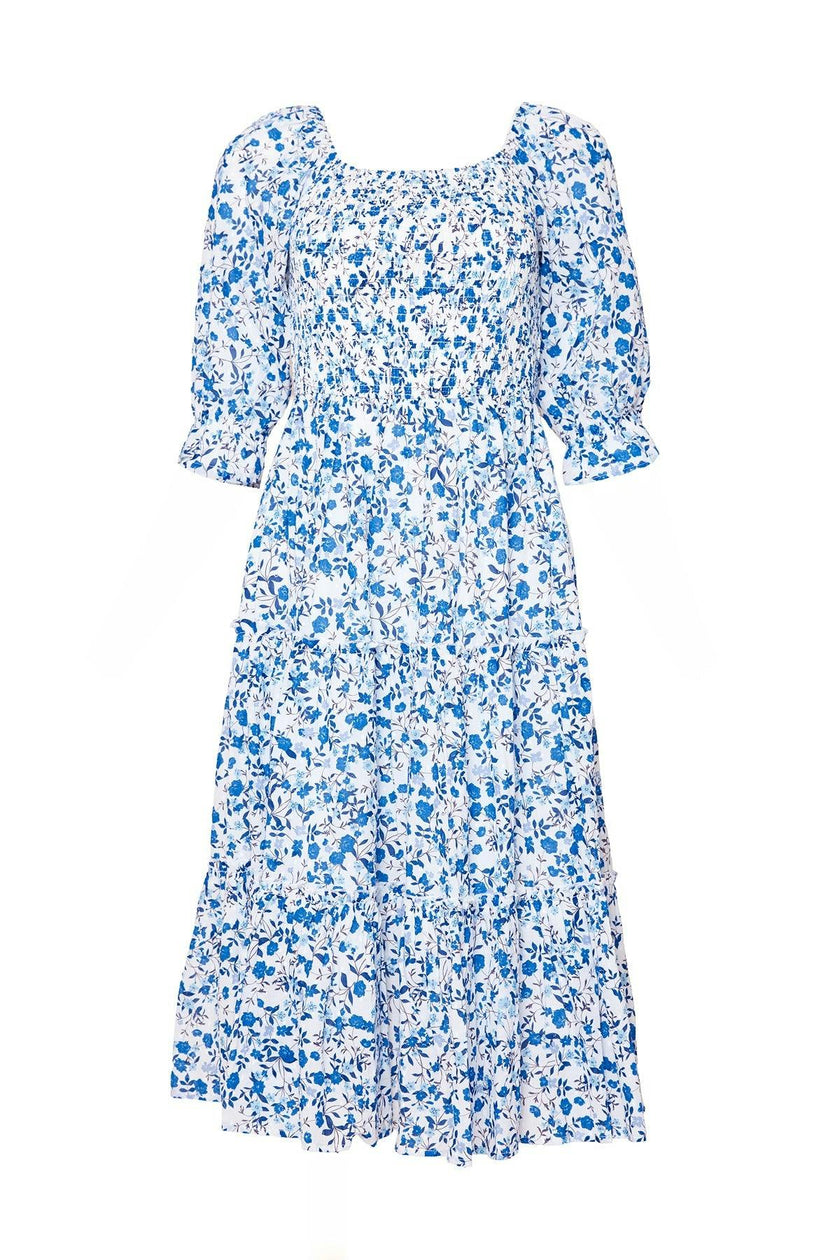 Madeline Dress in Ditsy Cobalt Floral