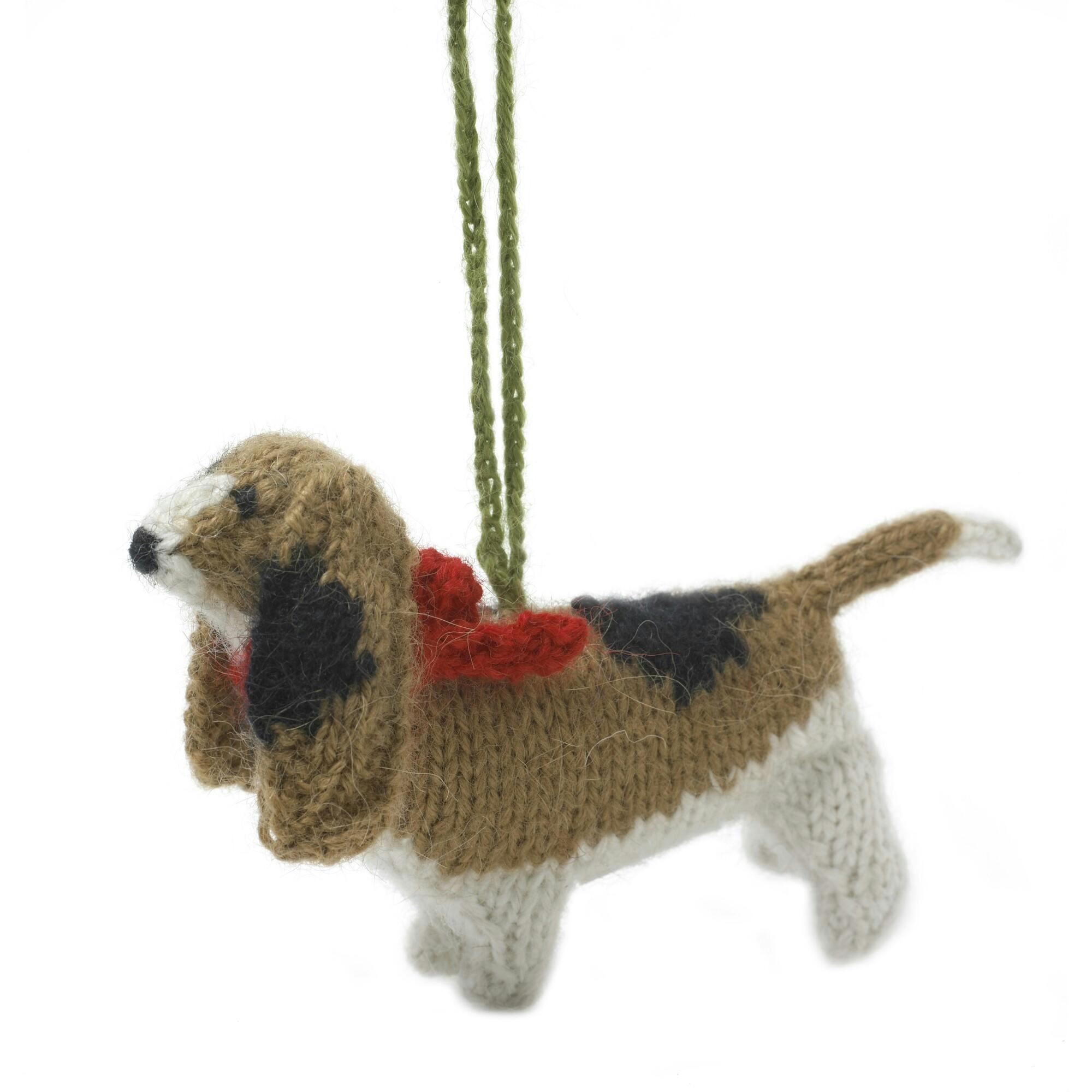 Basset Hound Hand Knit Christmas Ornament Arcadia Home