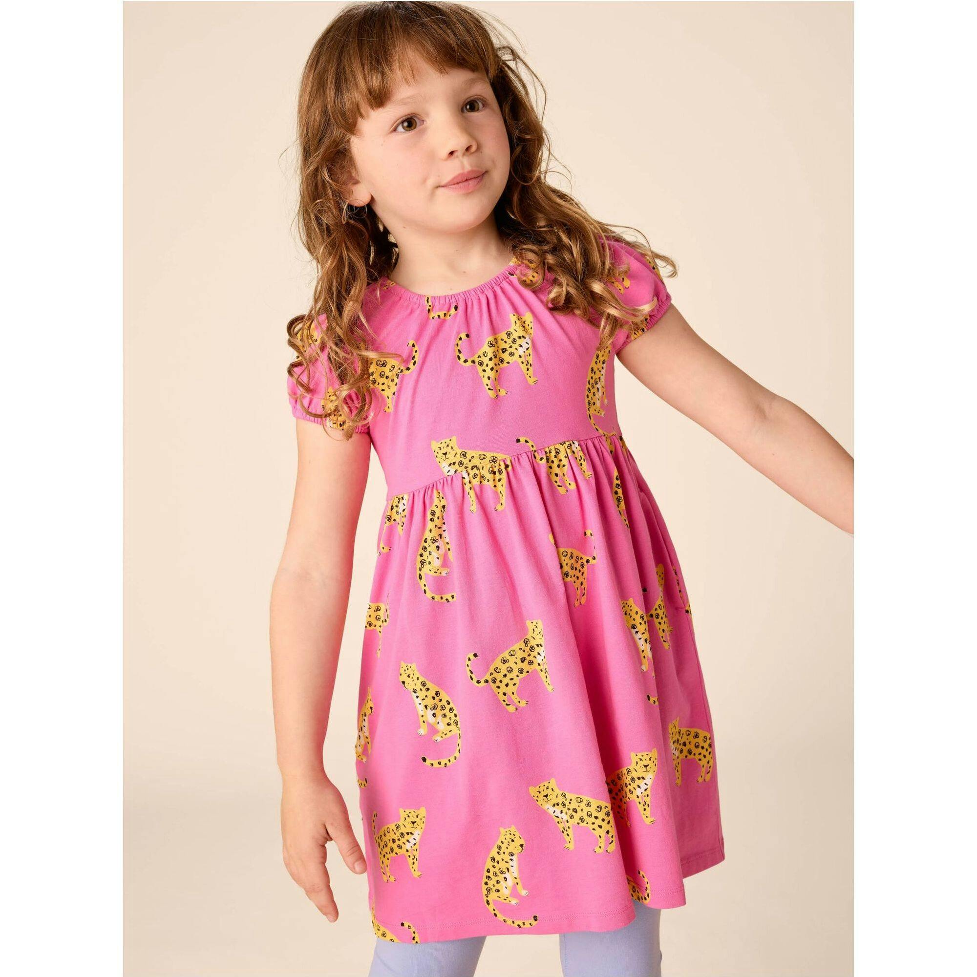 Puff Sleeve Empire Dress, Pink
