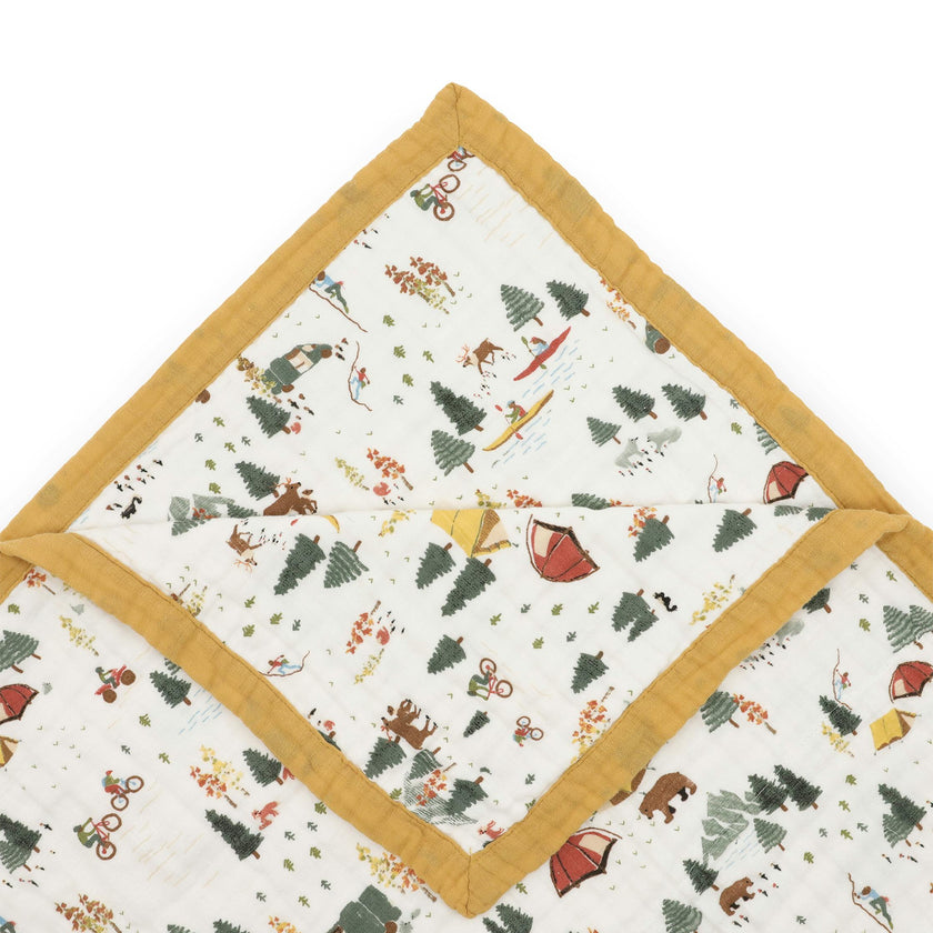 Organic Cotton Muslin Quilted Throw - Alpine Adventure
