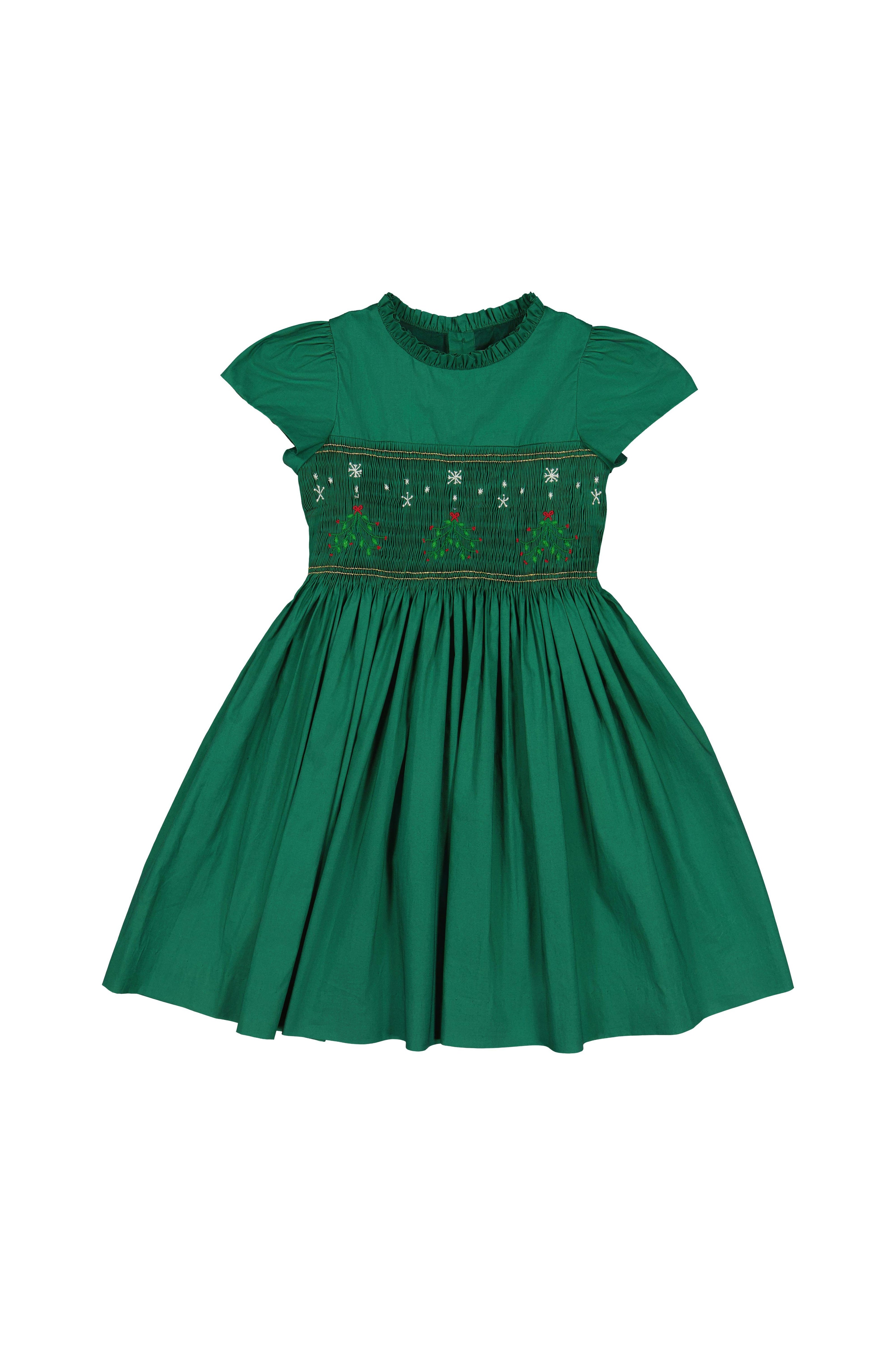 PERLA GREEN SMOCKED DRESS