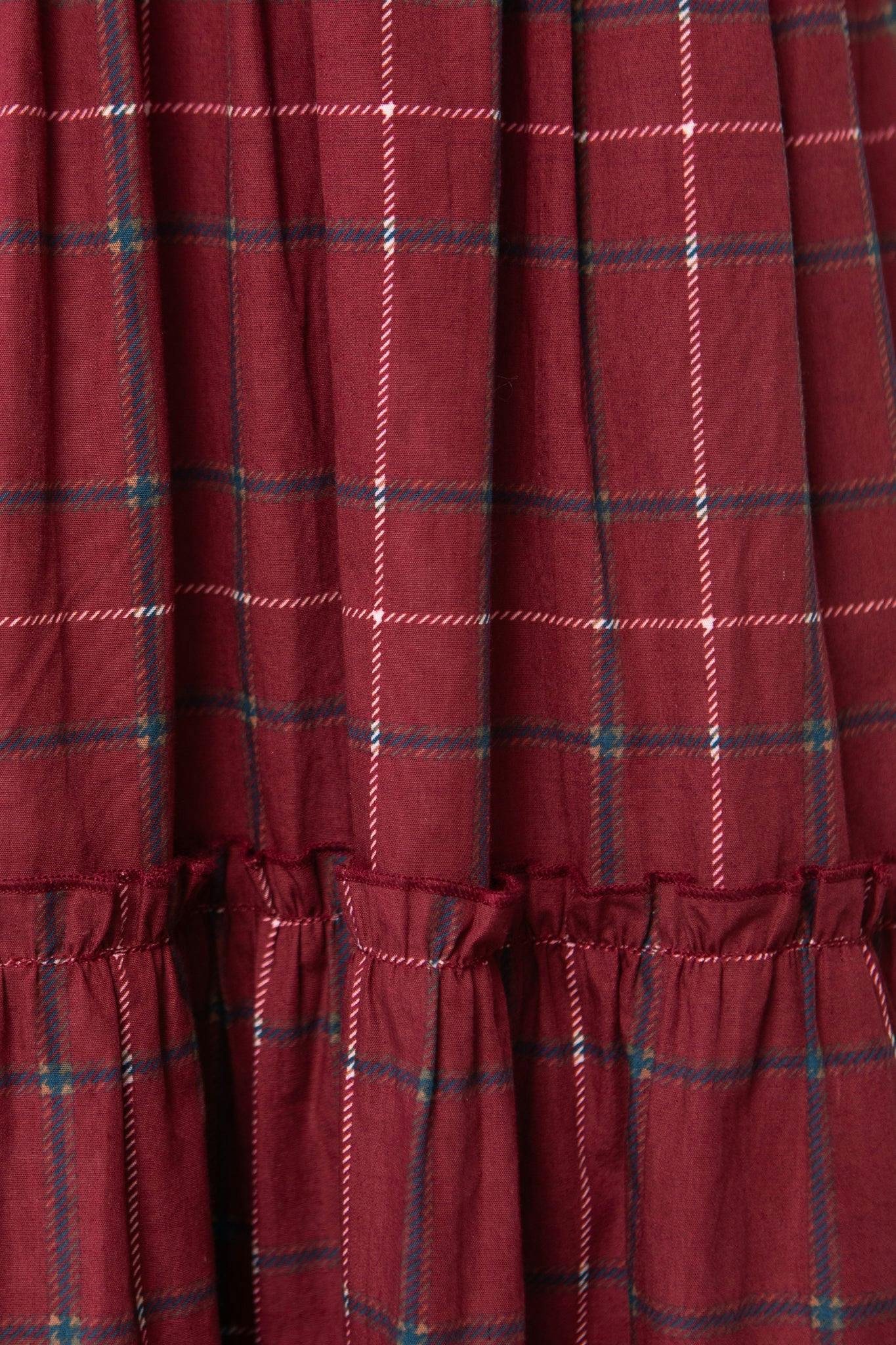Hattie Dress in Burgundy Plaid