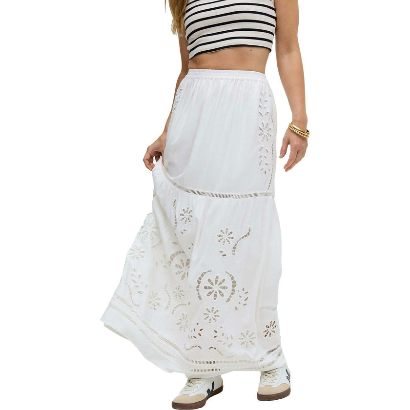 Georgina Lace Paneled Maxi Skirt