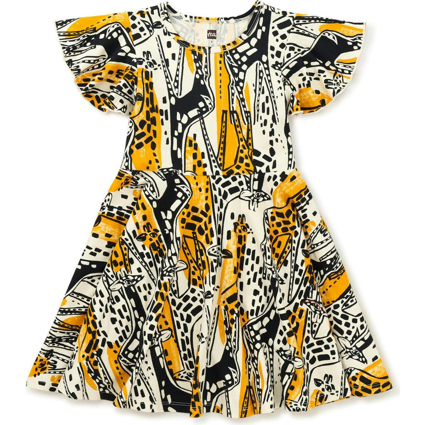 Flutter Sleeve Twirl Dress, Multi