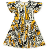 Flutter Sleeve Twirl Dress, Multi