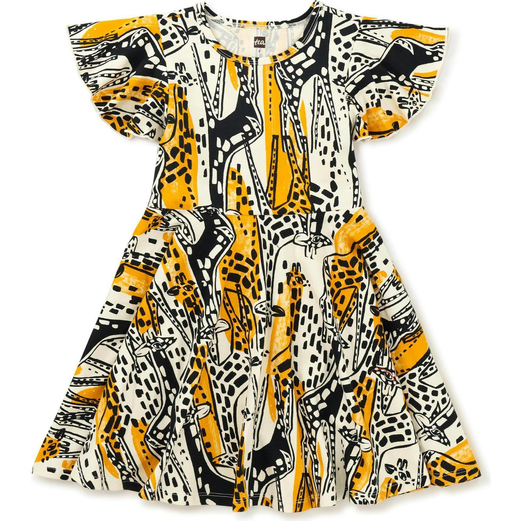 Flutter Sleeve Twirl Dress, Multi